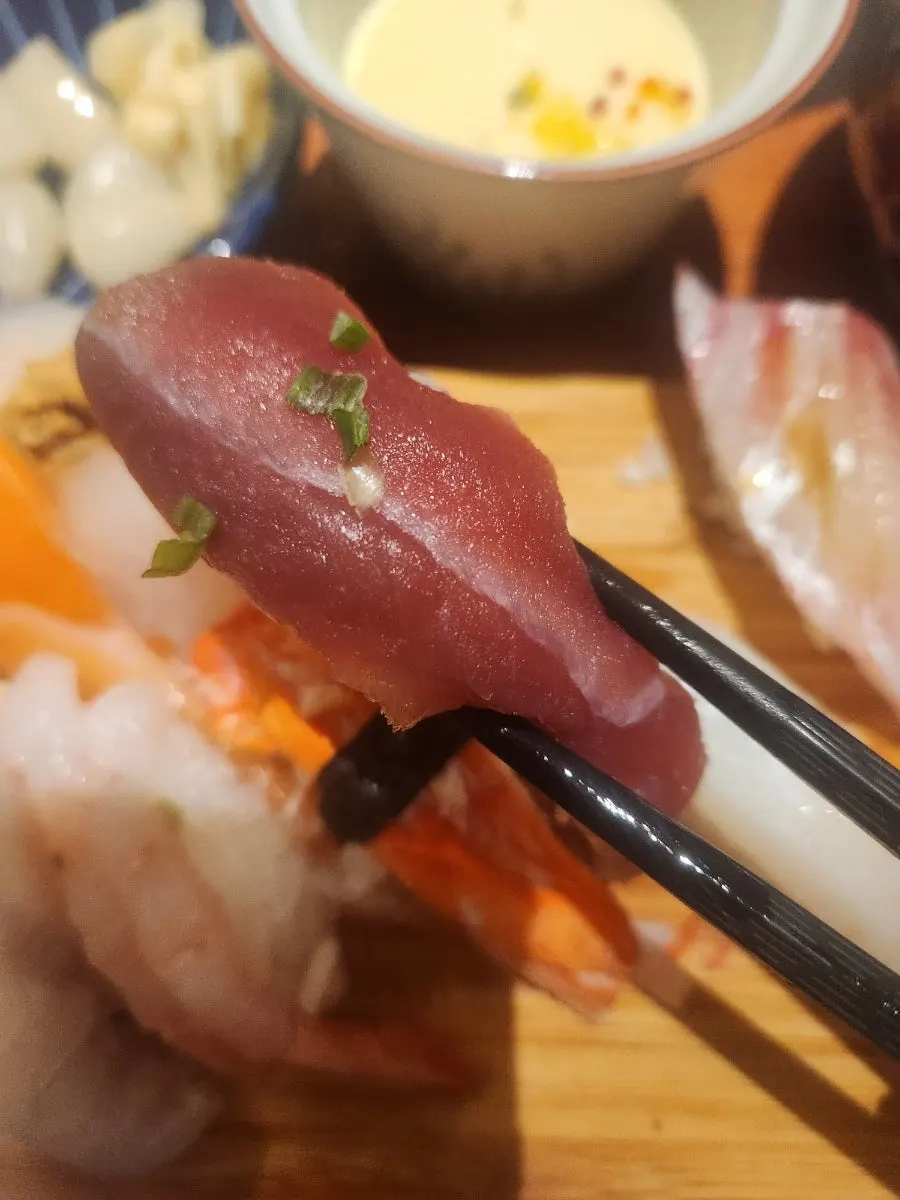 Close-up of squid sushi
