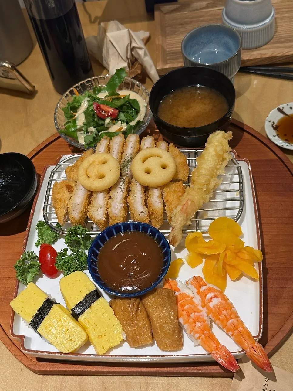 The premium sushi set plate nearly finished