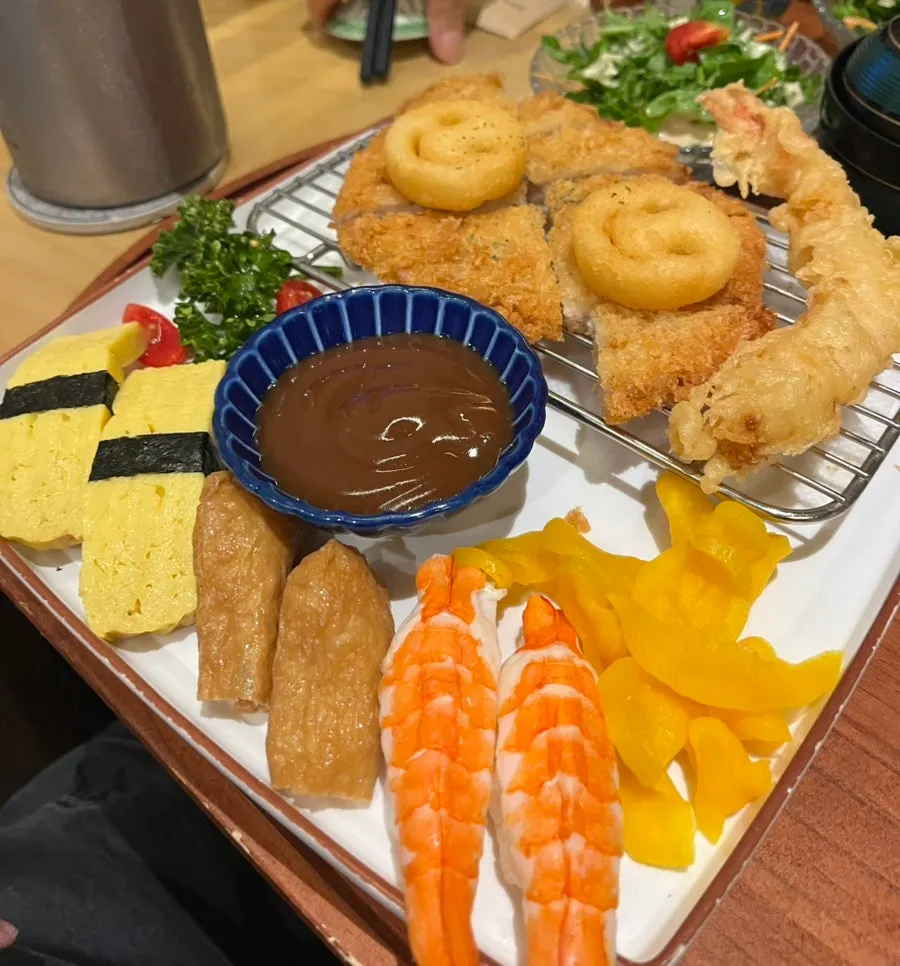 Neatly arranged sushi set table setting