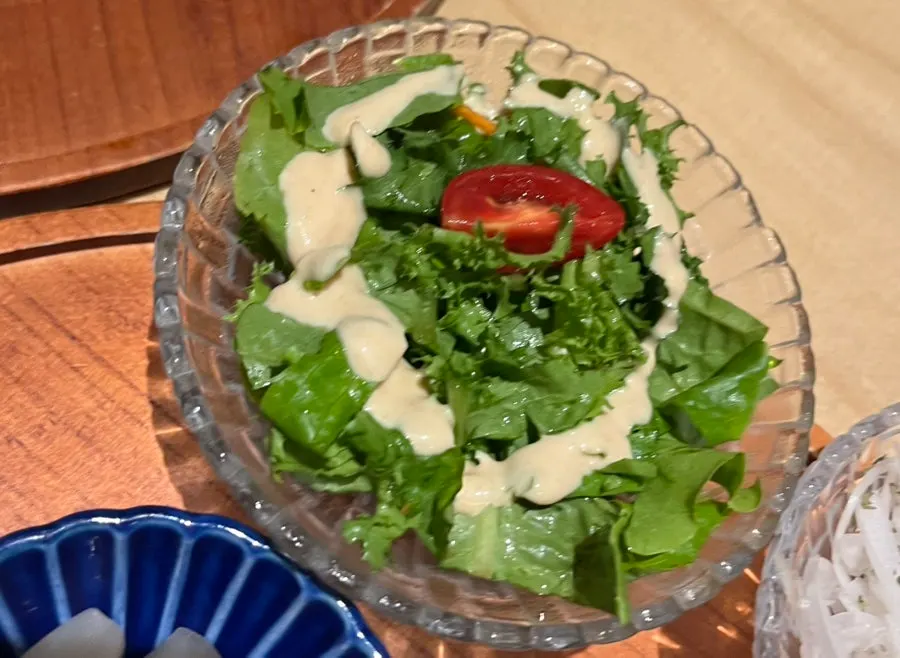 Japanese-style steamed egg and pre-meal salad