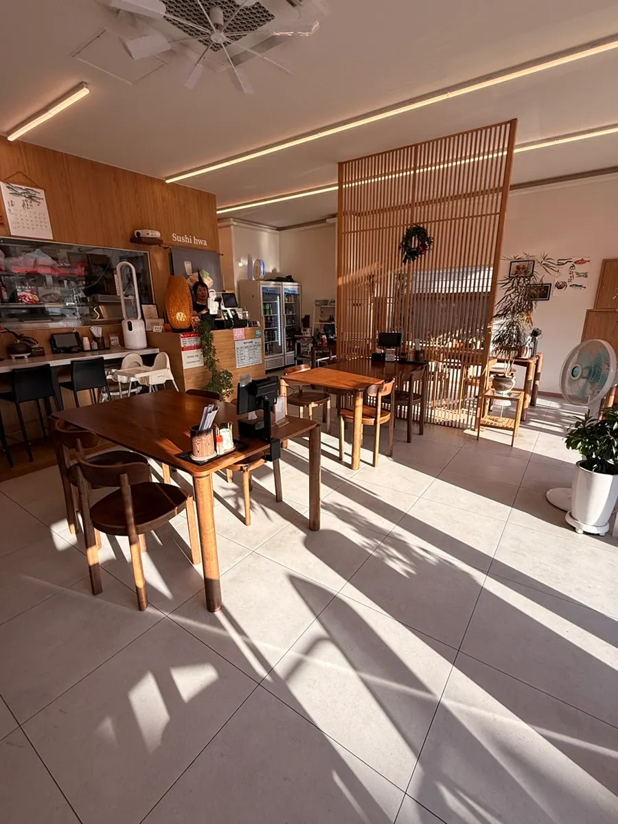 Sunlit interior of Sushi Hwa