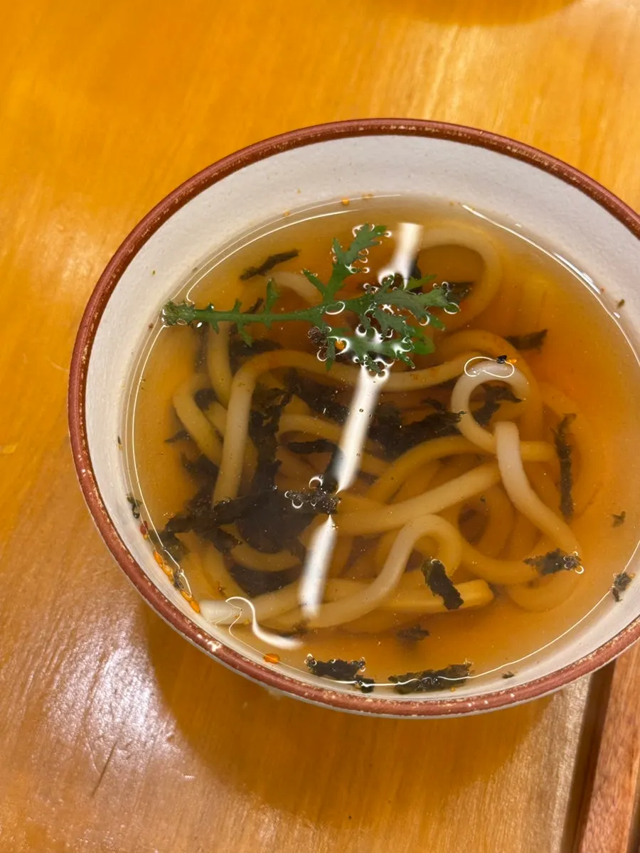 Mini udon served as a free side dish