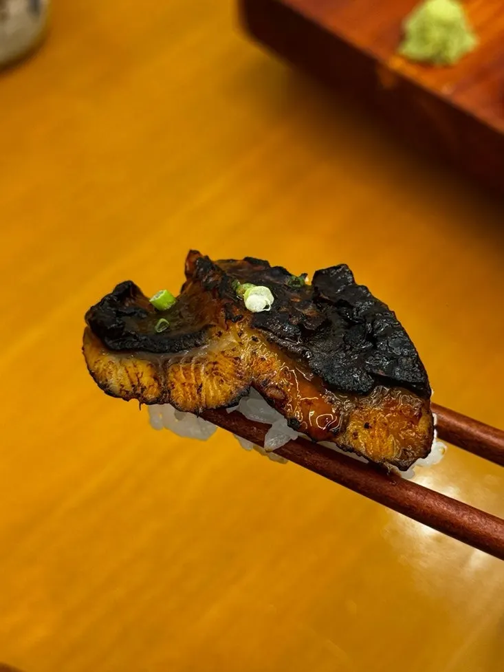Close-up of thickly cut sushi fish