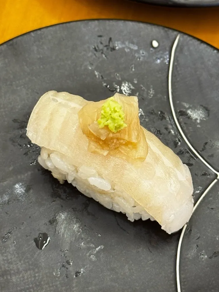 A piece of freshwater eel sushi