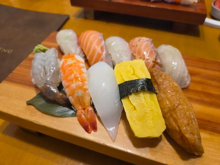 Plate of the assorted sushi platter
