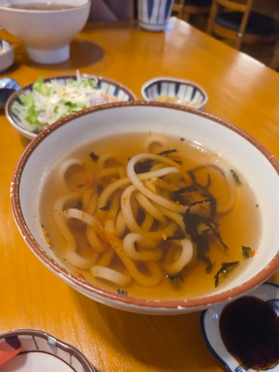 Warm udon served as a standard side