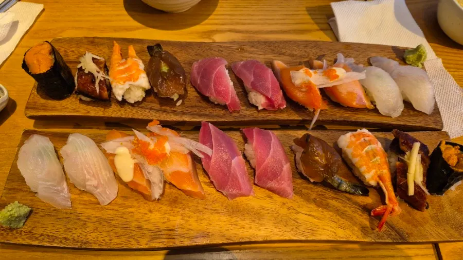 Special sushi 10pcs neatly arranged on a plate