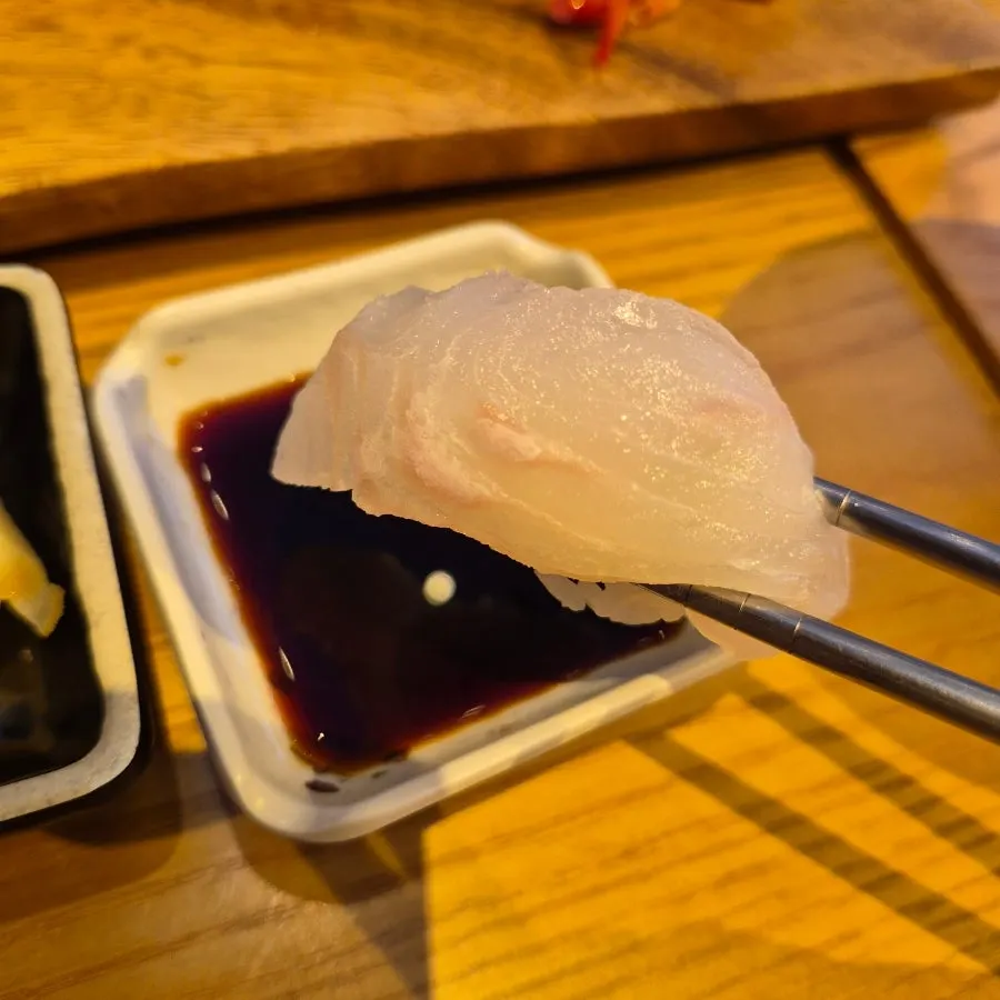 Special sushi plate eaten piece by piece