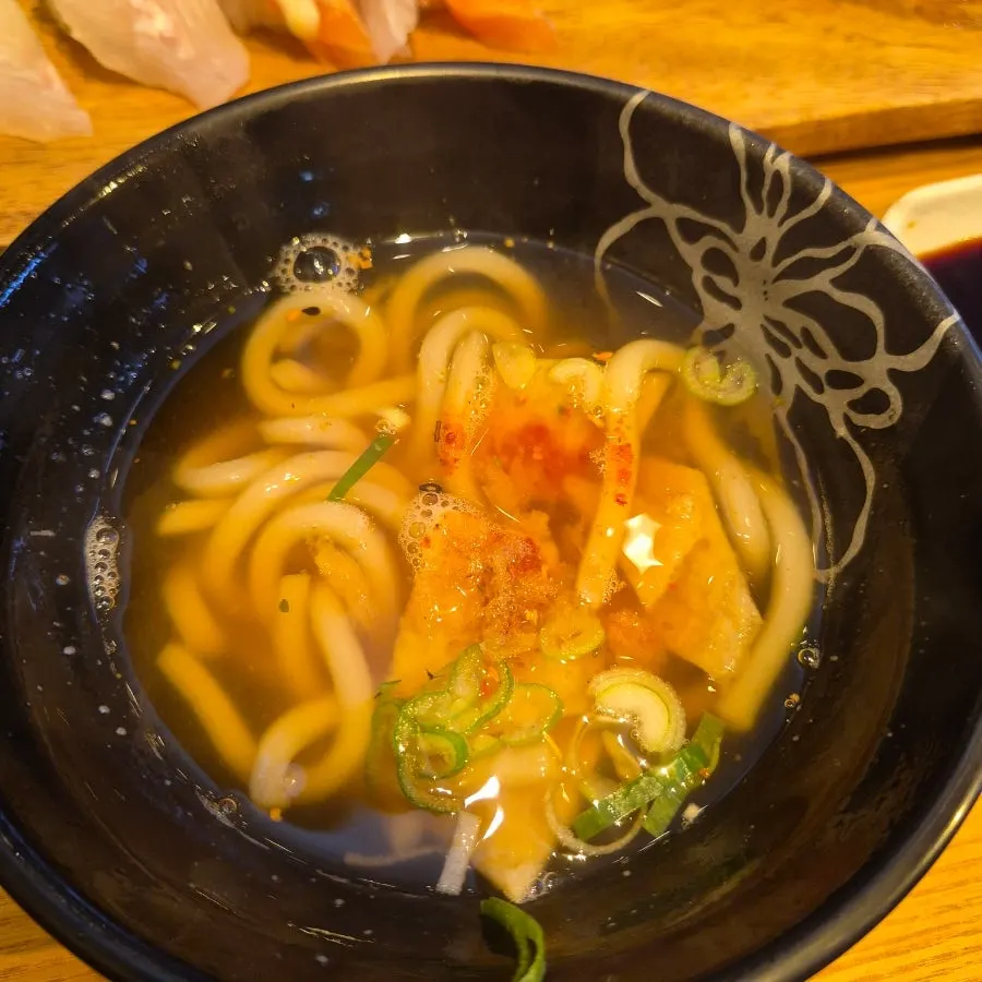 Warm udon served after the meal
