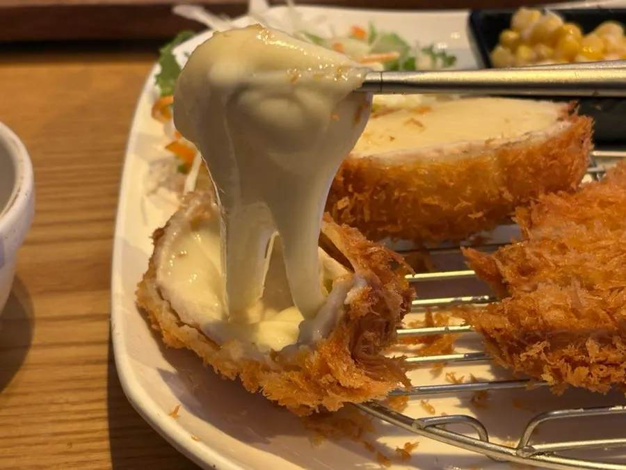 Handmade cheese pork cutlet with stretchy cheese