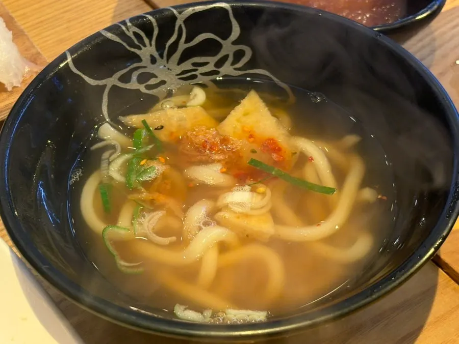 Mini udon served alongside the mixed cutlet