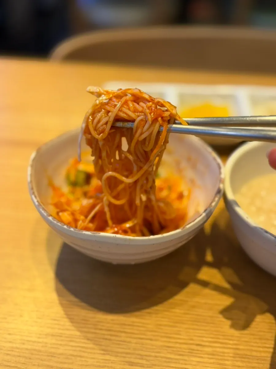 Complimentary soba and side dishes