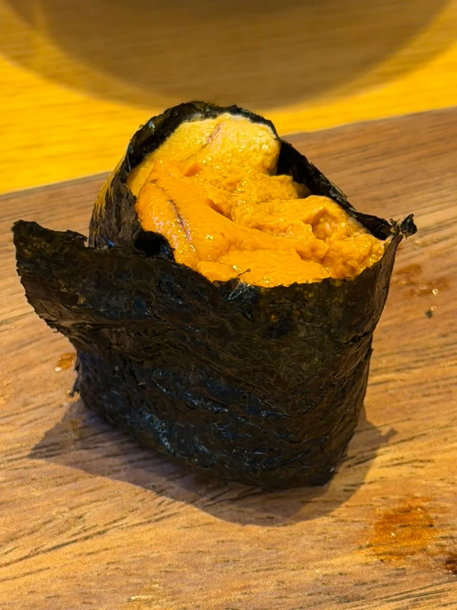 Sea urchin sushi wrapped in seaweed