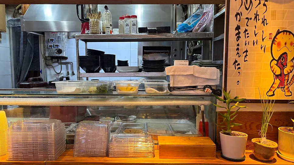 A neat, well-kept view into the restaurant's kitchen