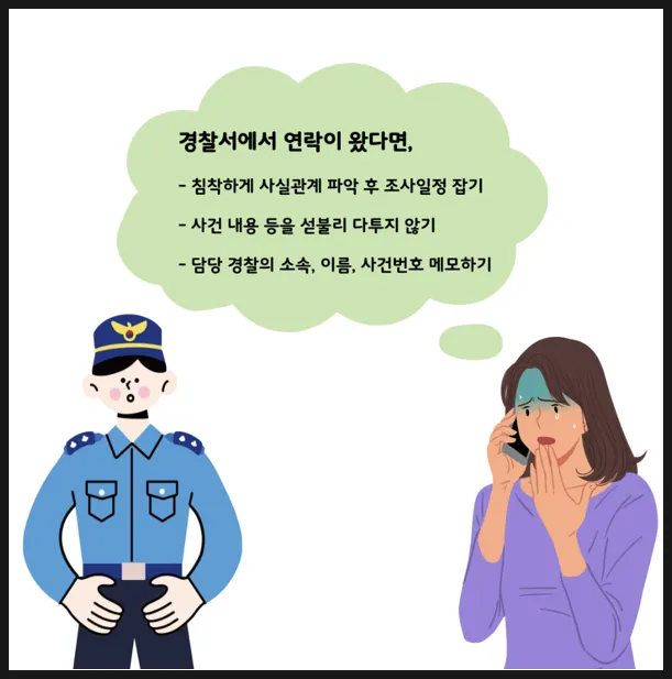 경찰 출석 약속과 조사 대응 관련 이미지