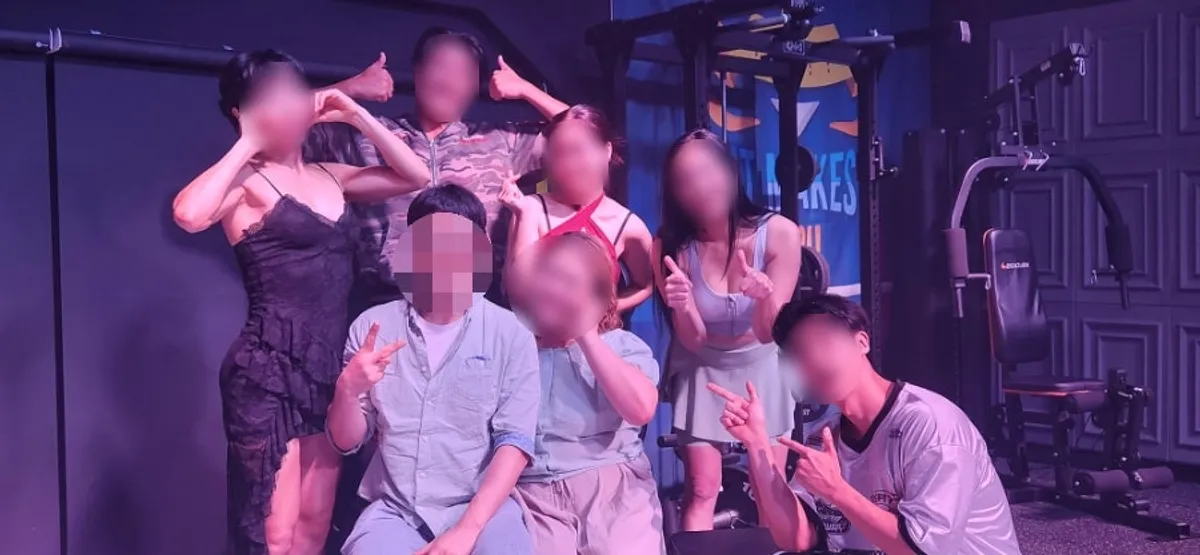 Audience photo time in front of the stage after the show