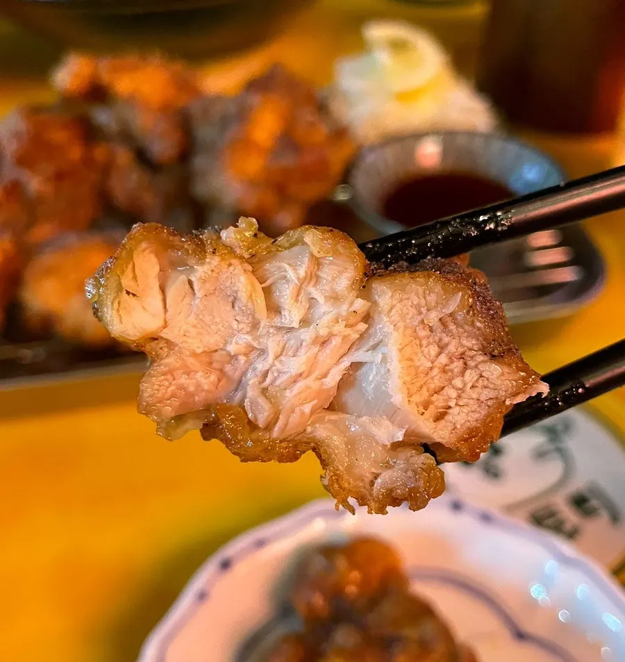 A plate of black pepper karaage in special sauce
