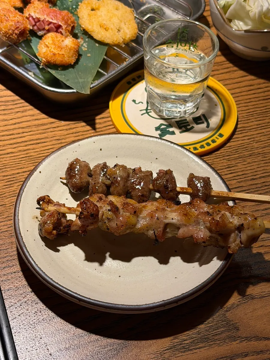 목살과 염통 꼬치