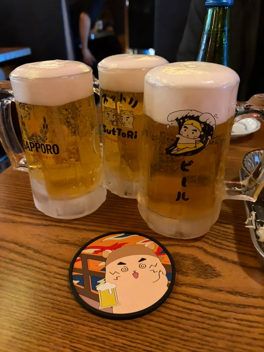 Sutori draft beer glass with mascot character design