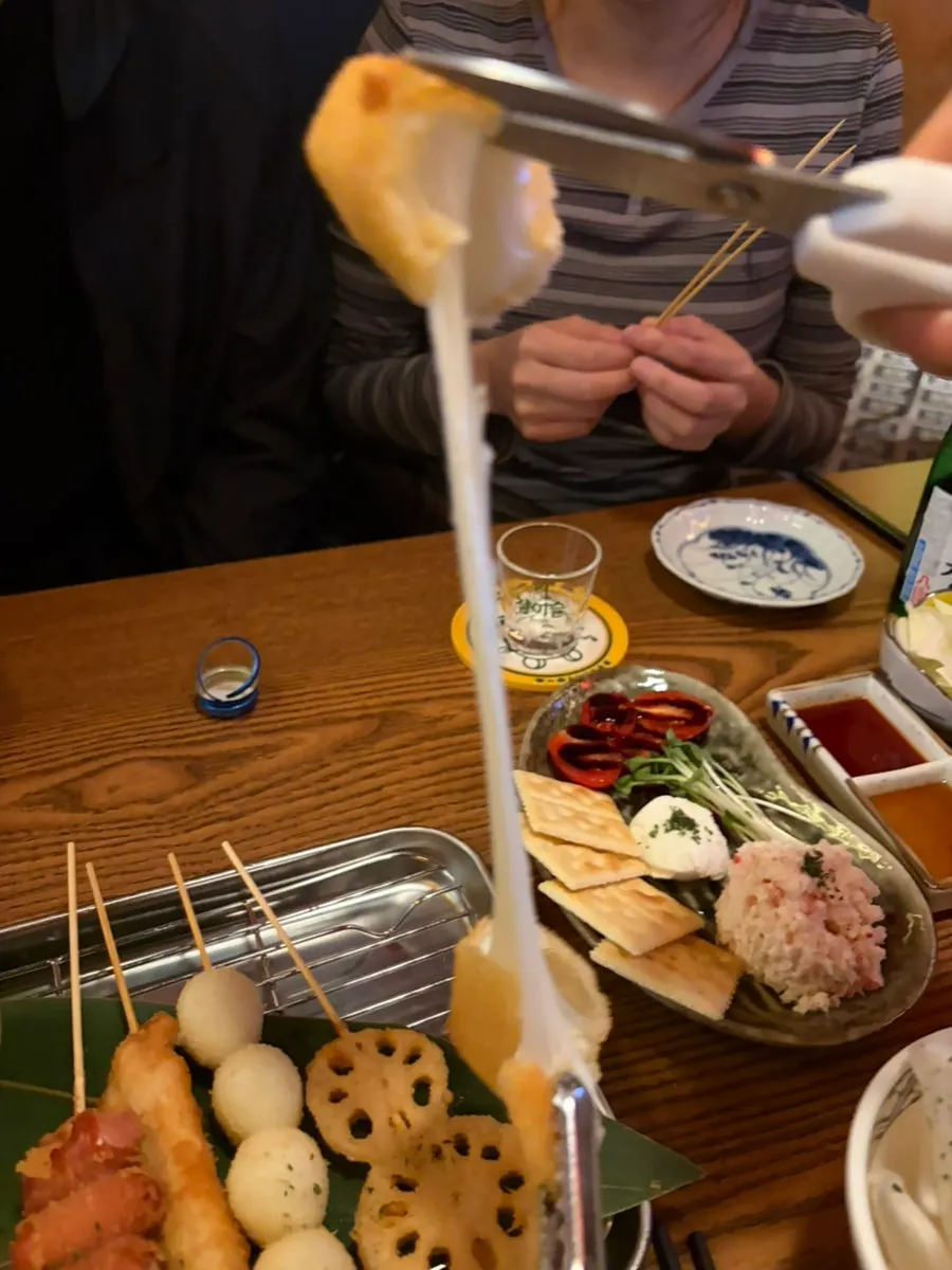 Crispy fried kushikatsu skewers