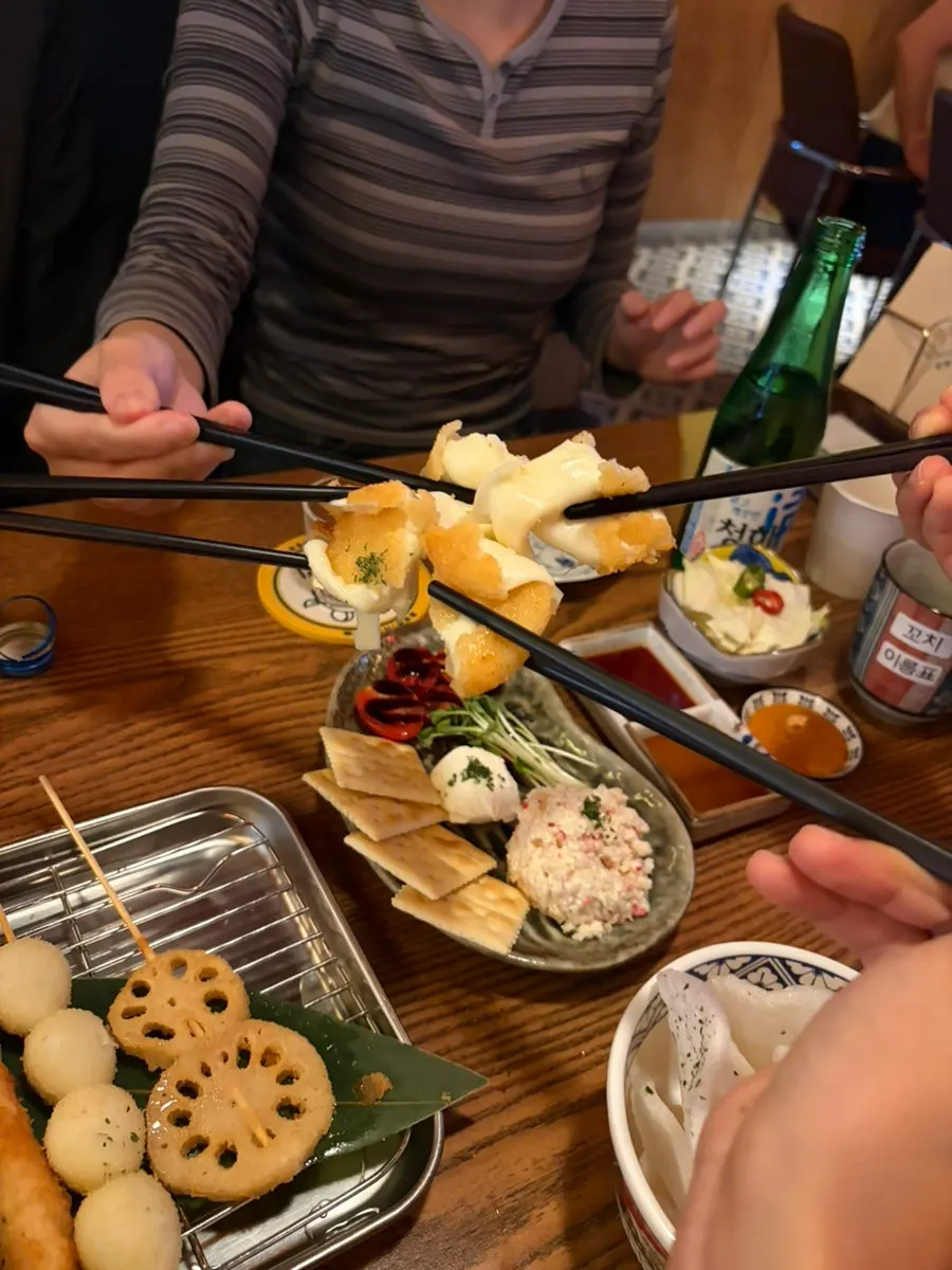 Stretchy kirimochi kushikatsu skewer