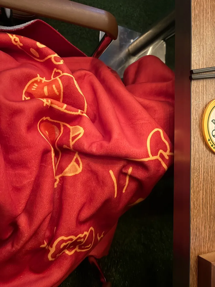 A warm blanket brought by staff