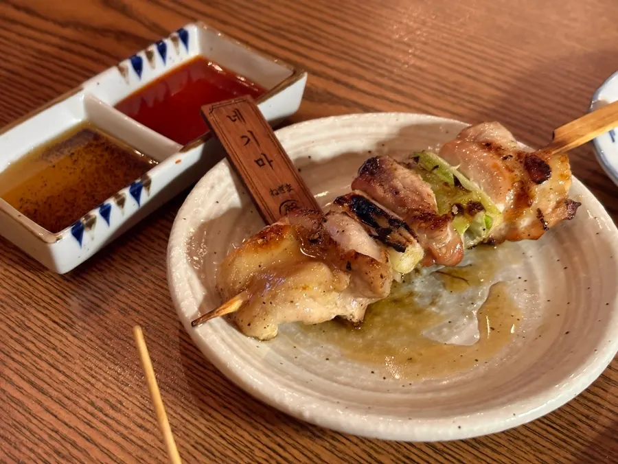 Negima skewer with chicken and scallion