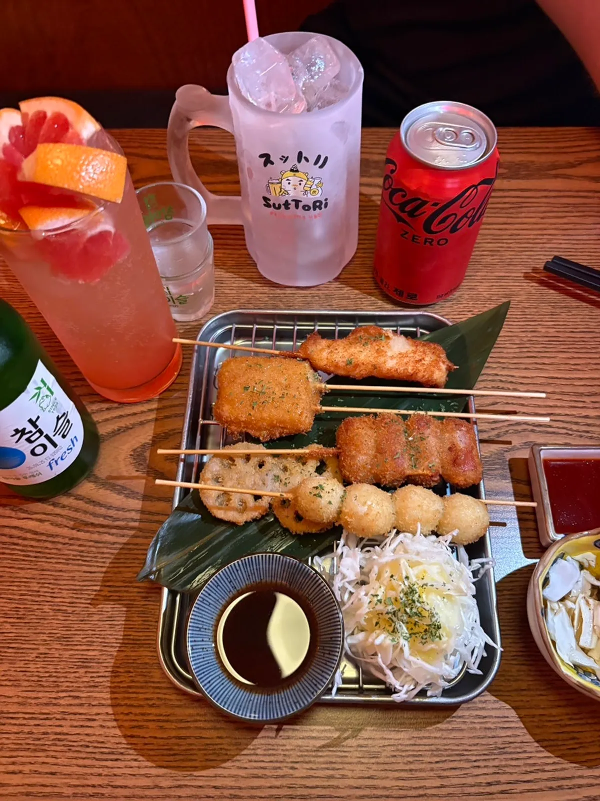 Osaka-style kushikatsu with sausage and lotus root