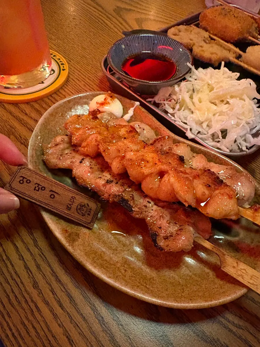 Chicken rump yakitori with charcoal aroma