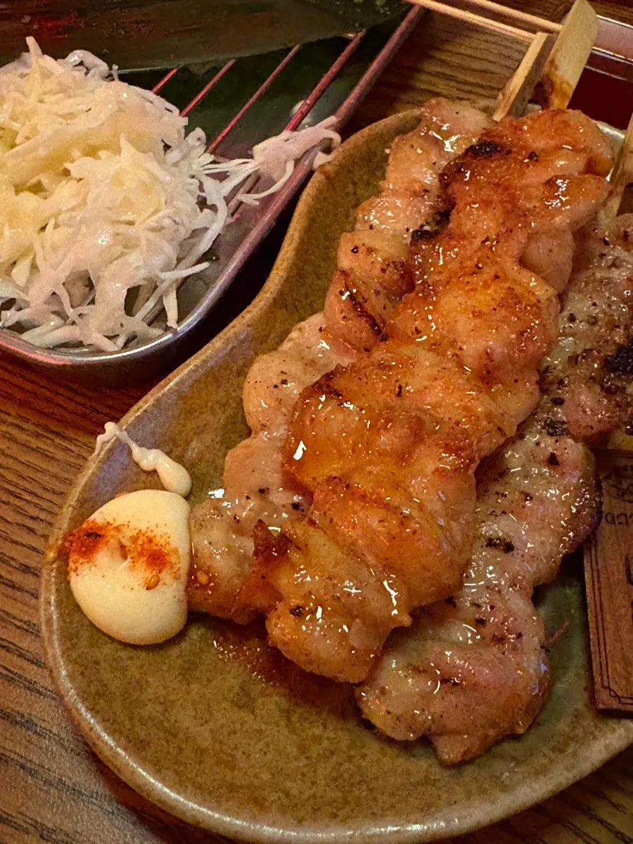 Chicken yakitori with mayonnaise