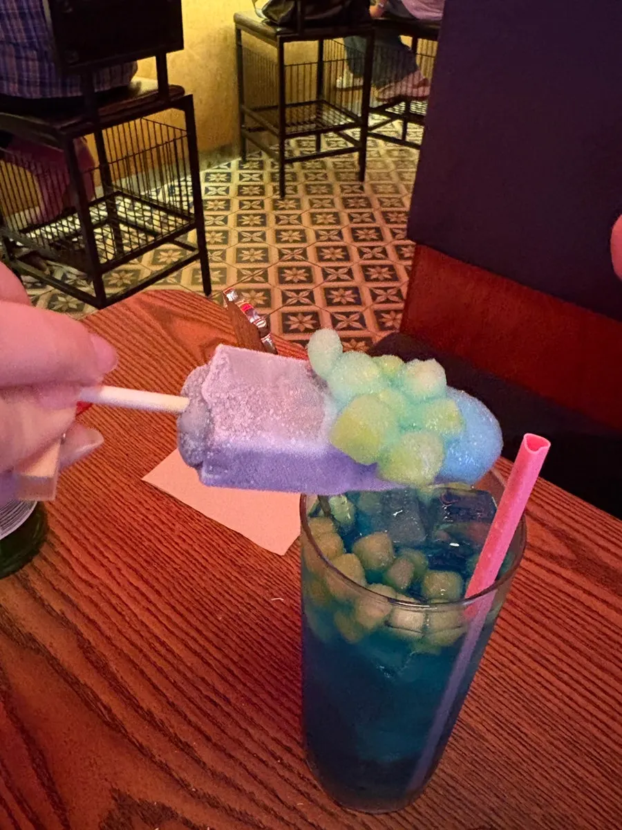 Tori shark sour with a Jaws Bar ice pop