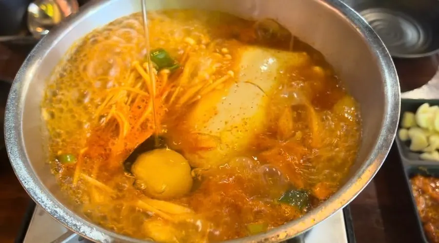 Soft tofu stew with an egg