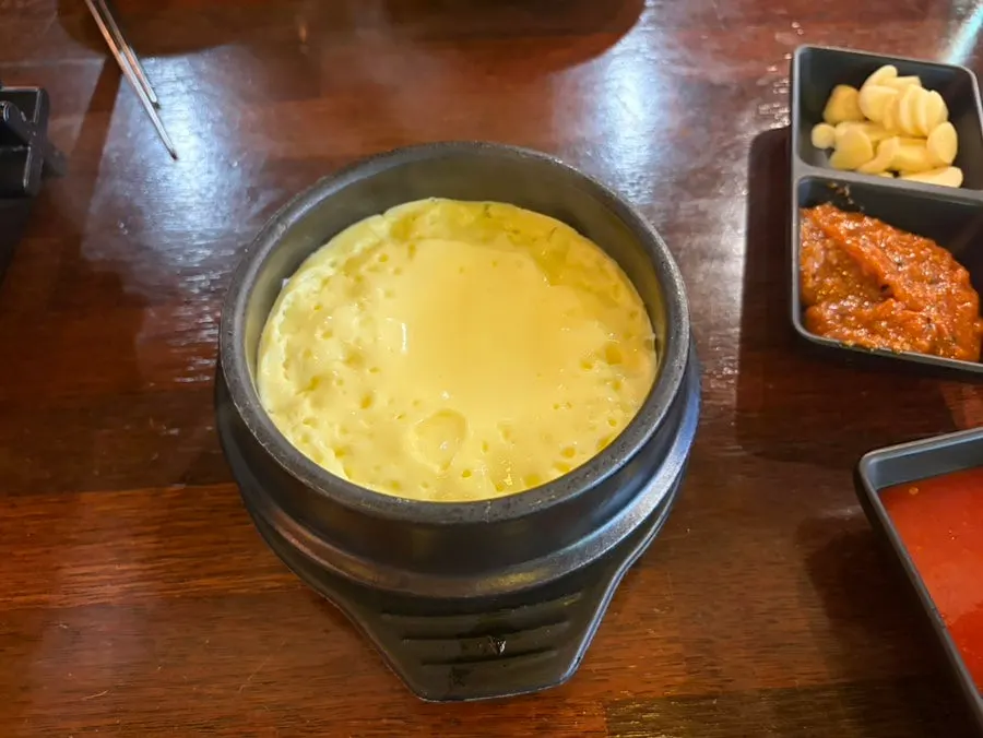 Steamed egg and jokbal side dishes