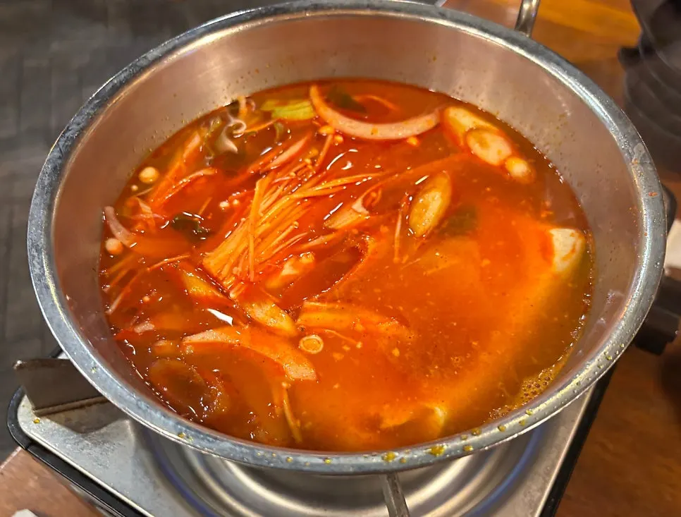 Sundubu jjigae with egg and steamed egg dish
