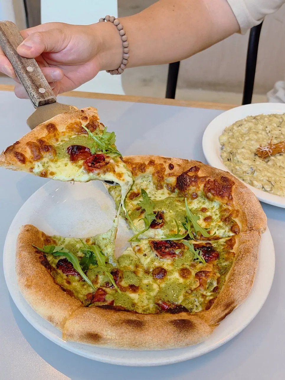 Basil Margherita pizza