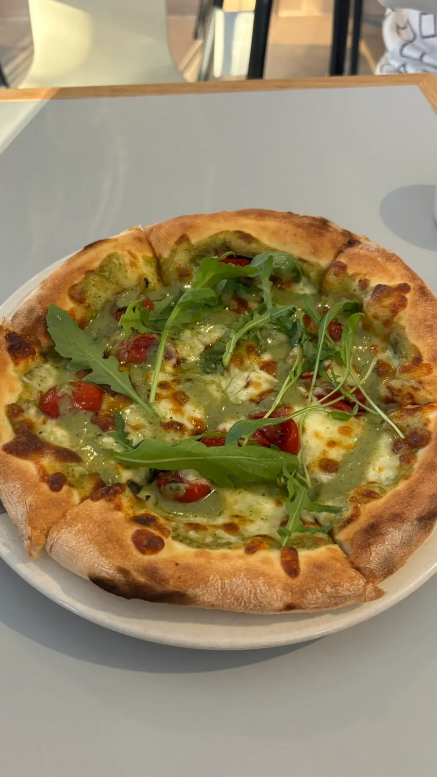 Basil Margherita pizza