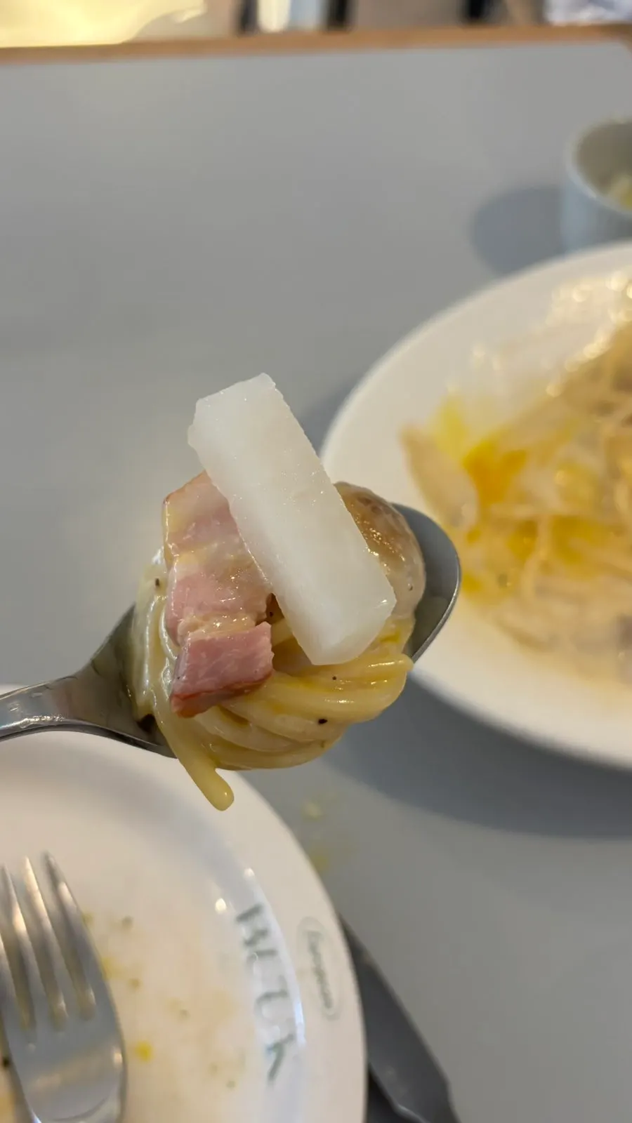 Carbonara and poached egg
