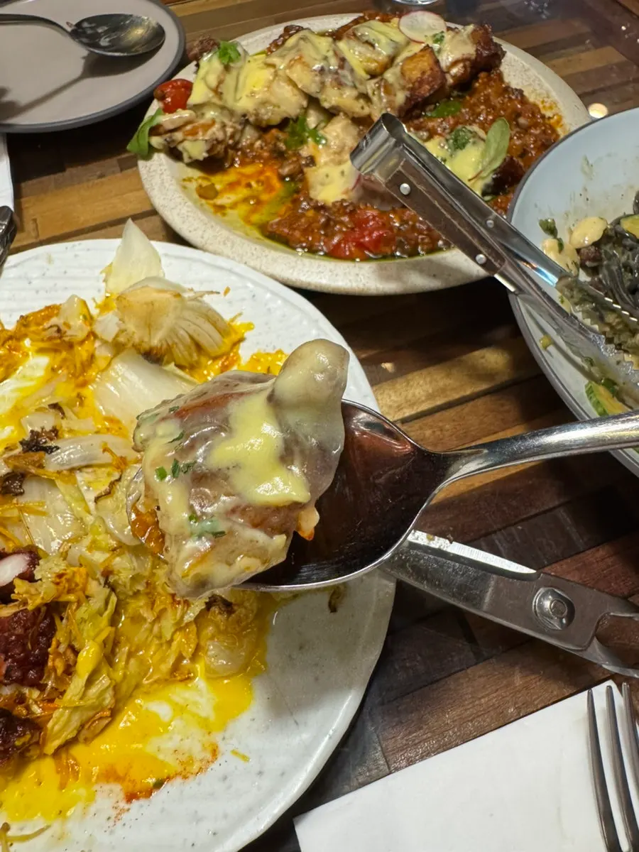 A portion of octopus dish served out