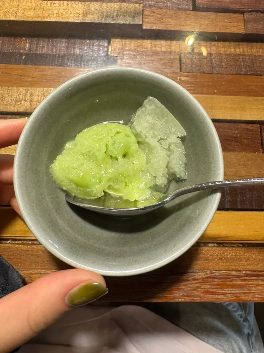 Refreshing dessert served by the owner