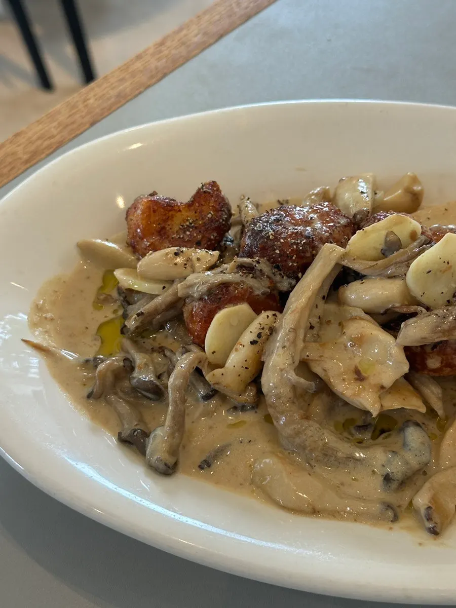 Truffle mushroom cream gnocchi with a chewy texture