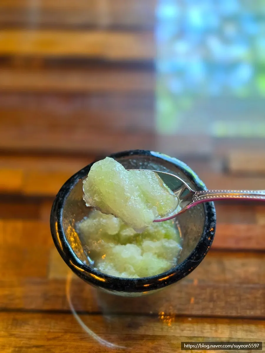 Melon sorbet served after the meal