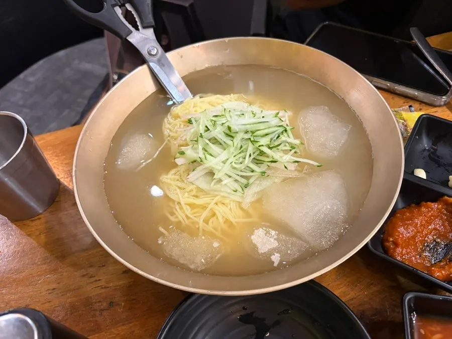 Mul naengmyeon with floating ice