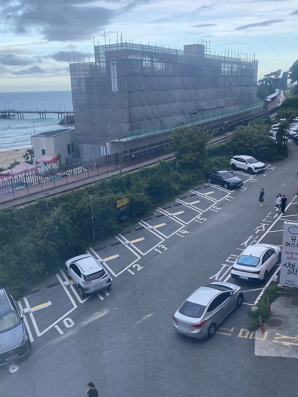 Parking area viewed from the building above