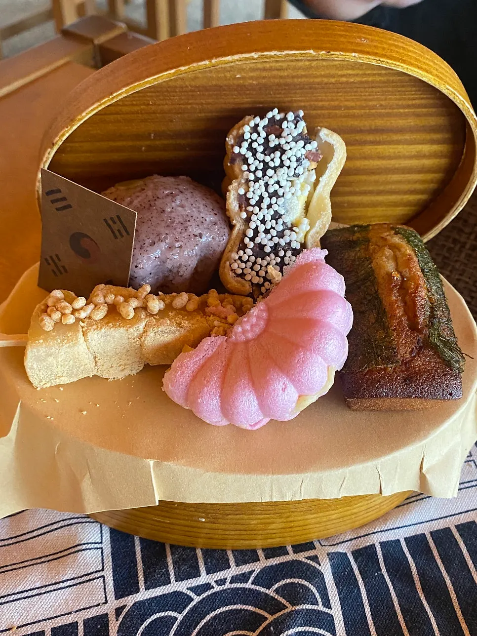 Tea set served on a wooden tray