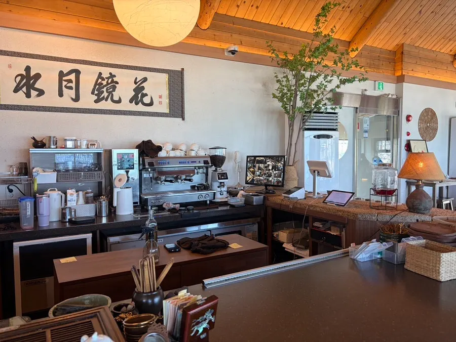 Wood-accented interior at Suwolgyeonghwa