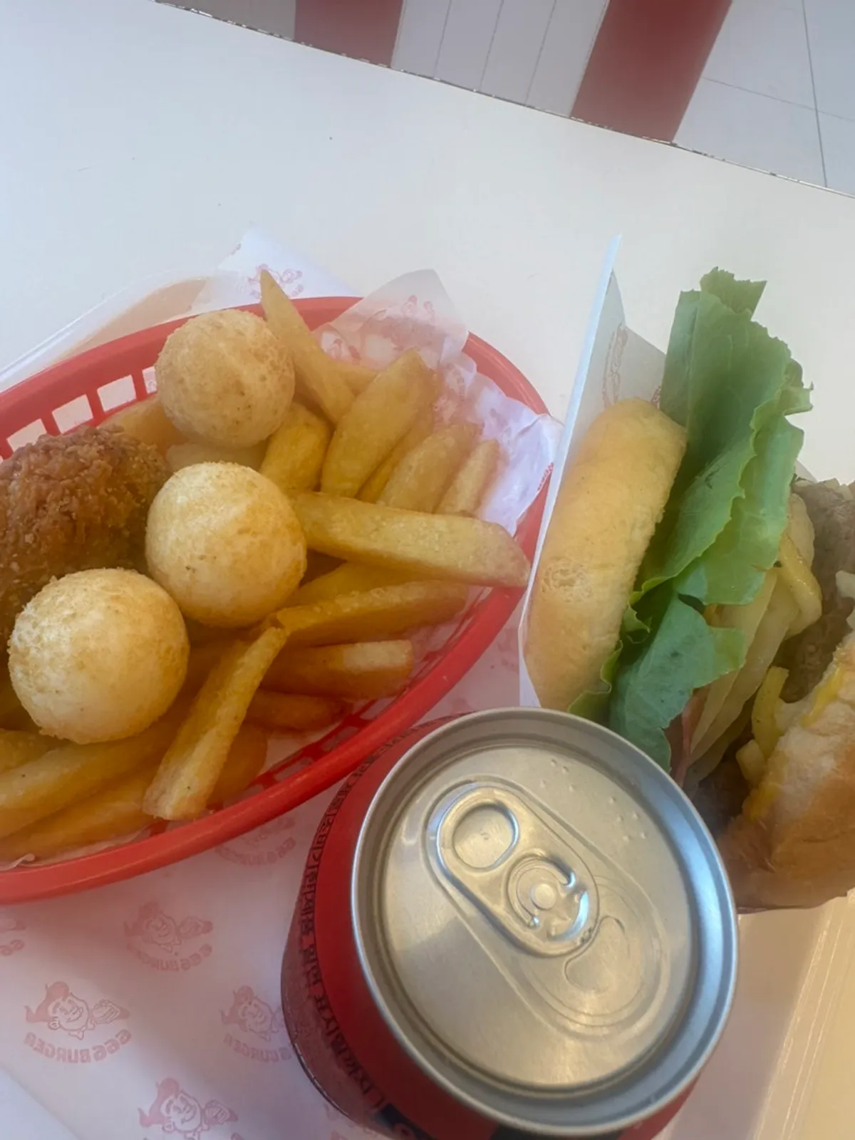 Cheese in the Trap burger set with cheese balls and jumbo chicken leg