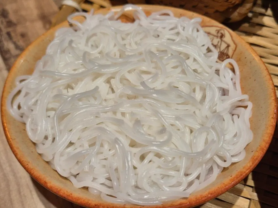 Steaming-hot bun cha noodles
