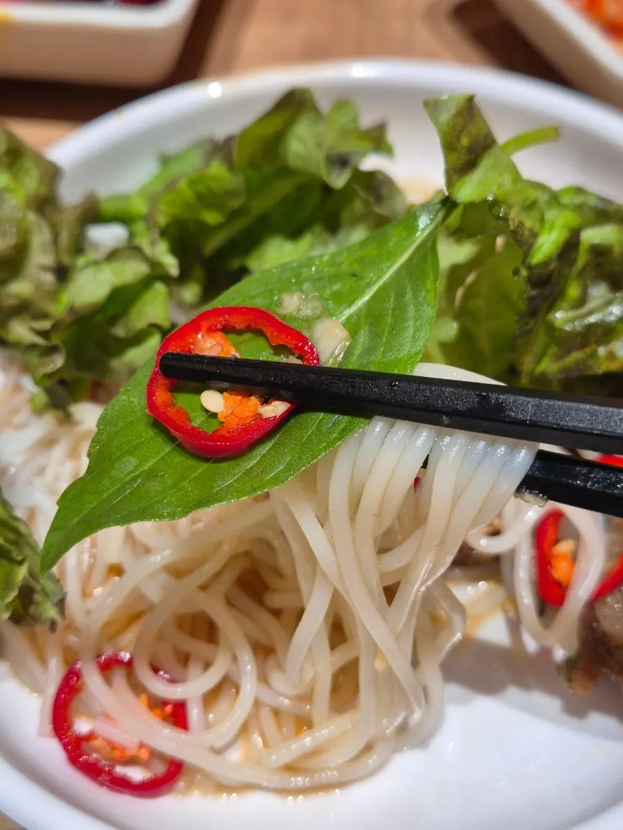 Nuoc mam sauce and aromatic herbs