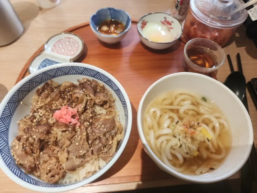 규동 정식과 차슈 정식 주문