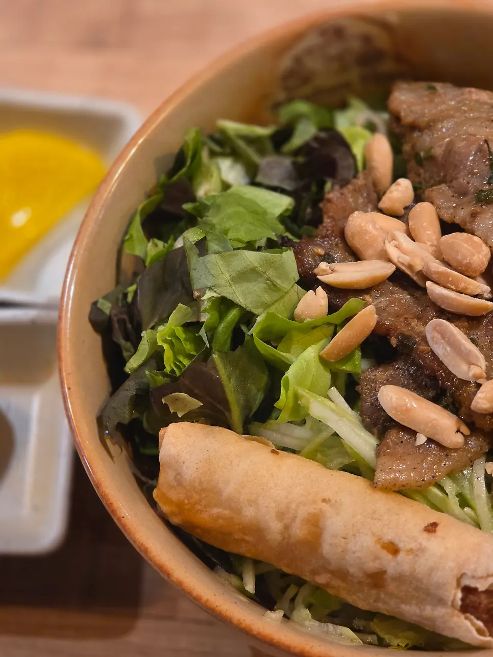Close-up of bulgogi bibim guksu with sauce
